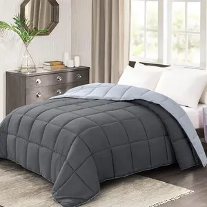 California King Comforter - Grey Lightweight Down Alternative Comforter, Duvet Insert Quilted Comforters Cal King Size Dark Gray/Light Grey