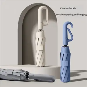 Unisex large automatic umbrella, portable, windproof, UV-resistant, thick and durable, with a buckle, rainproof and sunproof