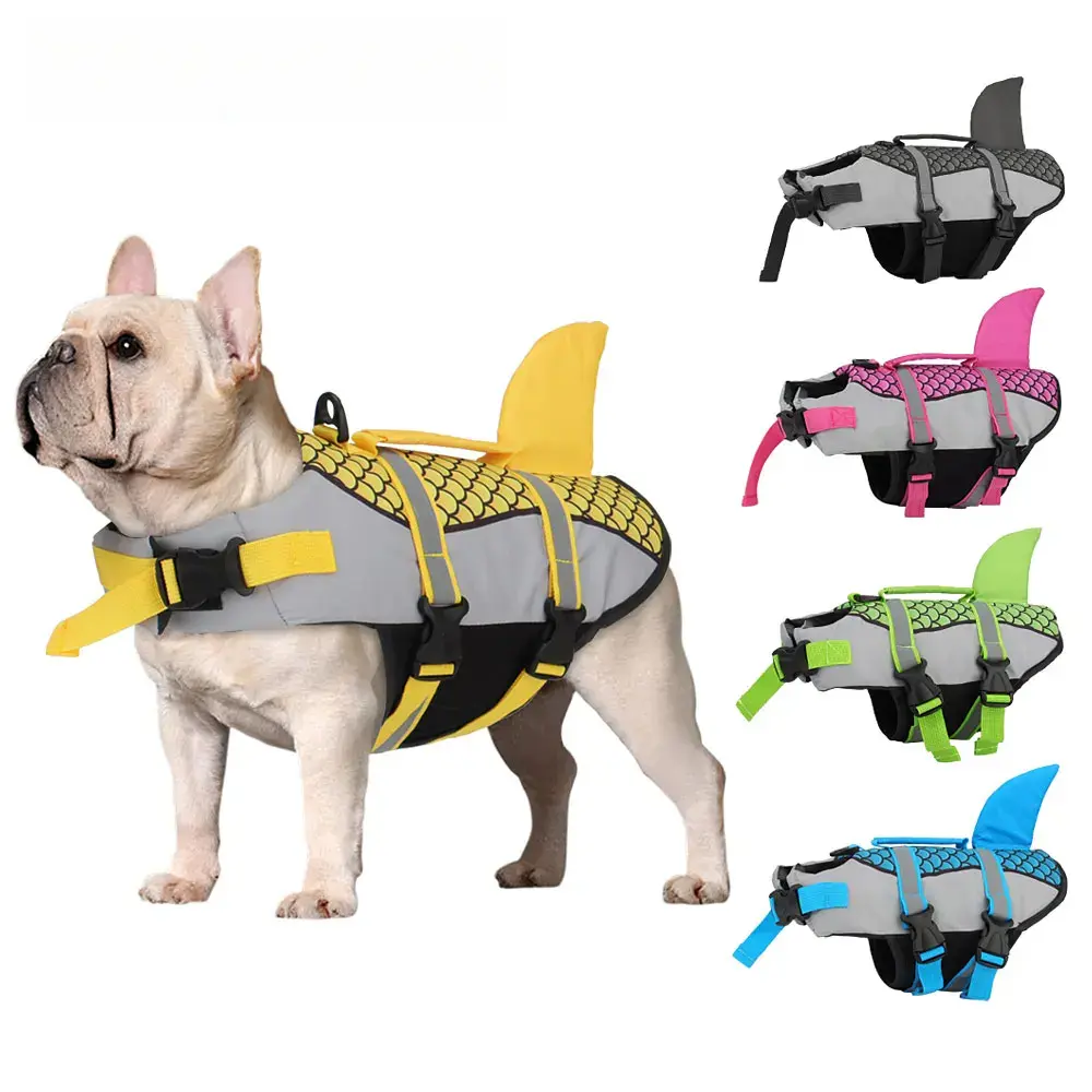 Dog Floaties Scales Shark Swim Dog Clothes Pet Life Jacket Vest Harness Pet Swimming Summer Swimwear