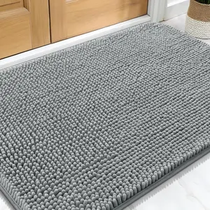 Dog Door Mat for Muddy Paws 30X20, Absorbs Moisture and Dirt, Absorbent Non-Slip Washable Doormat, Quick Dry Chenille Mud Mat for Dogs, Entry Indoor Entryway Carpet for inside Floor, Grey OLANLY