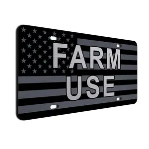 American Flag Farm Use License Plate - Brushed Metal Effect Novelty Auto Tag - Durable 3mm Aluminum Composite - 6x12 Heavy Duty Farm Truck Accessory