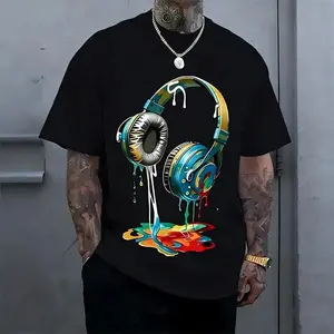 Tik Tok shop Best-selling men’s “Melt” graphic T-shirt, premium 100% cotton casual short sleeve; trendy loose-fit m