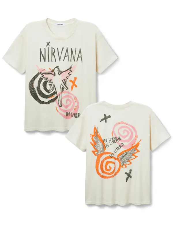 Nirvana In Utero Collage Merch Tee - Stone Vintage
