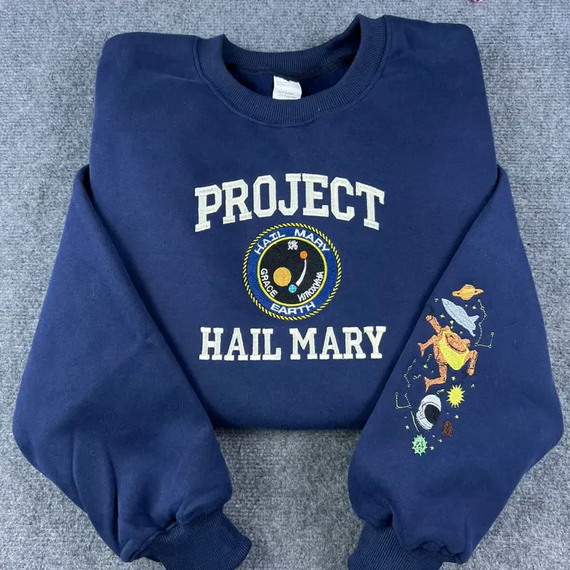 Embroidered Project Hail Mary Crewneck, Sci Fi Reader Gift Embroidered Sweatshirt, Bookish Lovers Clothing Gift