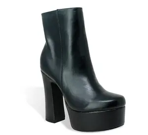 Chase+Chloe Block Heel Platform Round Toe Chelsea Bootie