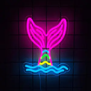 Mermaid Tail Neon Wall Decor LED Mermaid Glow Neon Light Girls' Bedroom Decor Aquatic Animal Theme Birthday Party Christmas Romantic Gift