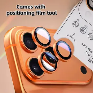 Positioning phone camera lens protective film for IPhone 17 Pro Max Metal Ring Camera Lens Protectors for IPhone 16 Pro Max Glass Camera Lens