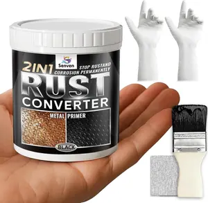 2 in 1 Rust Converter and Metal Primer, 5 oz Black Rust Reformer Paint for Metal, Trailer, Truck Frame, Car Chassis, Rust Encapsulator & Inhibitor, Heat Resistance Rust Black Paint for Metal
