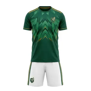 2-Piece Green & White Soccer Jersey Set - Comfy Quick-Dry Football Outfit for Men - Breathable Casual Athletic Wear - Custom Team Name/Number Printing Available for 5+ Sets
