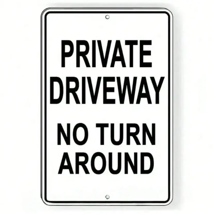 Aluminum Private Driveway Sign No Turn Around Prohibited Entry Durable Outdoor Boundary Marker Weather-Resistant for House Security