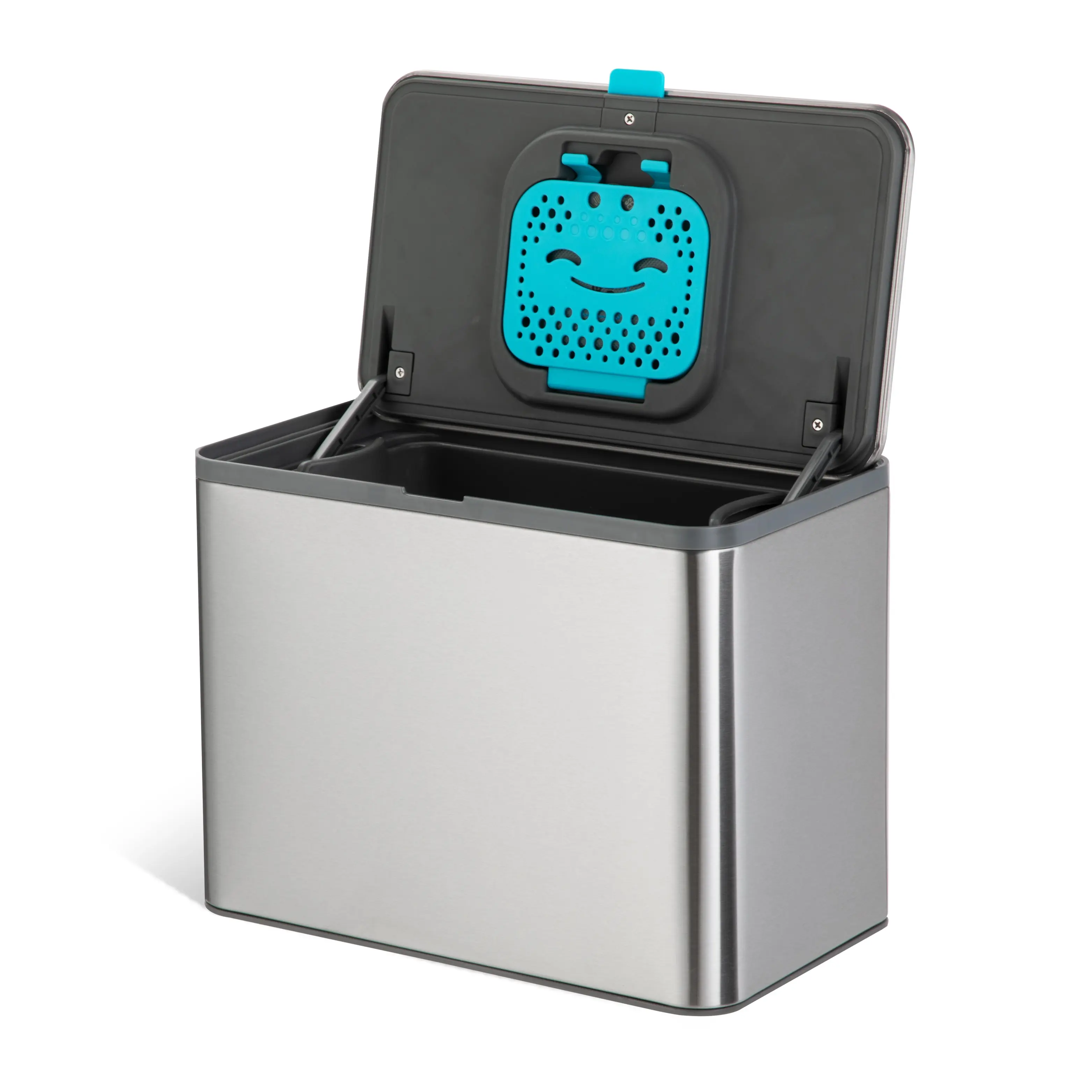 Home Zone Living 1.3 Gallon Stainless Steel Compost Bin with CleanAura Odor Control and Removable Liner, Silver
