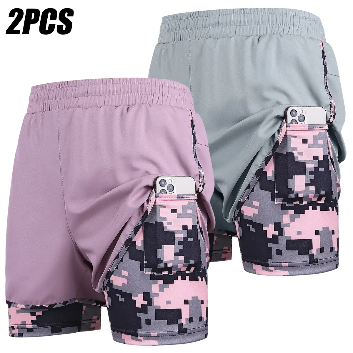 Women's Fashion Polyester Quick-Dry Breathable High-Stretch Tie Drawstring Athletic Shorts, Double-Layer Camouflage Lining, Anti-Exposure Design, Loose Fit for Fitness, Running Women's Fashion Polyester Quick-Dry Breathable High-Stretch Tie Drawstring Athletic Shorts, Double-Layer Camouflage Lining, Anti-Exposure Design, Loose Fit for Fitness, Running