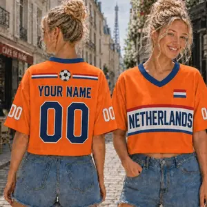 Custom Netherlands Soccer Crop Top Jersey, Personalized Netherlands Soccer Jersey Crop Tee, Football Fan, Custom Netherlands Jersey Shirt