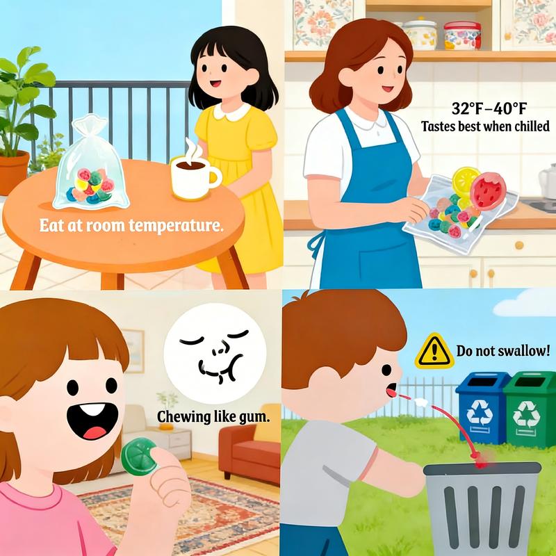 A “Better For You” Bite: Lower-Sugar Wax Bottle Candies with Real Fruit Essence. Satisfying Crunch, Fun Factor. A Mindful Nostalgia Treat for Health-Conscious Women & Teens. Snack Bonbon Sweet frozen