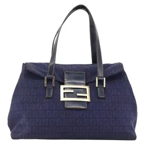 Pre-owned FENDI FINAL SALE Shoulder Bags Zucchino Blue Jumbo Baguette