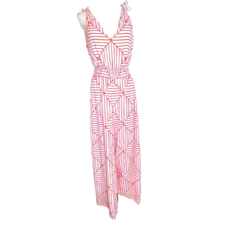 Vineyard Vines Coral Gables Womens Jumpsuit* Lightweight Womenswear Comfortable Overalls Rayon Underwear Comfort Lady Spandex Sleeveless Spaghetti Strap Stripe Striped