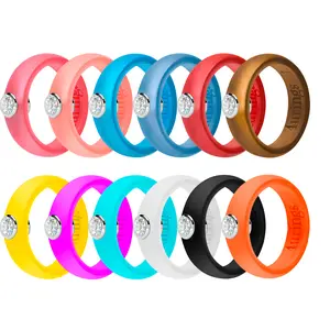 Size 4-12  Silicone Rhinestone Rings For Women Anniversary Ring or Promise Ring for Her - Rubber Wedding Bands