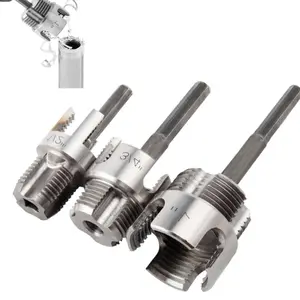 Bestgle Dual Function Pipe Thread Cutting Tool Set, Fits 1/2", 3/4", 1" PVC/polyurethane Pipes, Electric Drill Drive Tube Tap Kit