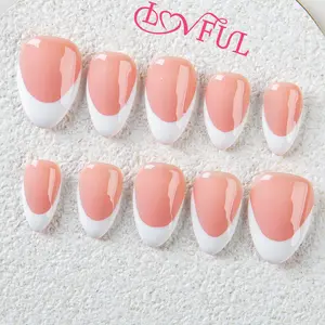 Lovful Almond Short Length 0.8'' Simple Handmade Acrylic Press on Nails summervibes | 10PCS Reusable,Salon Quality,H12-H175 Nailcare Iridescent Glitter