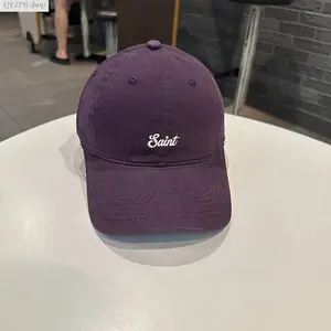 Soft-Washed Pure Cotton Baseball Cap for Men and Women, Trendy Korean Street Style Hat, Lightweight, Breathable, Adjustable, Purple Casual Snapback for Everyday Wear, Sports, Outdoor, Youth Fashion