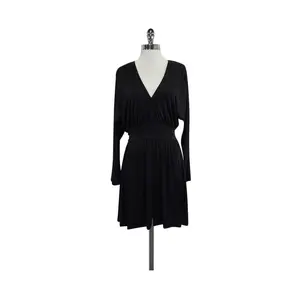 Halston - Black V Neck Long Sleeve Dress Sz S