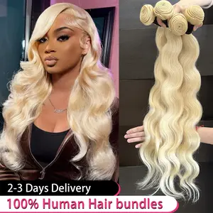 JOPEAR 30 40 Inch 613 Blonde Body Wave Human Hair Bundles 100% Unprocessed Bundles of Human Hair 16 Brazilian Double Weft Extension Thick Bundles For Women #Summer