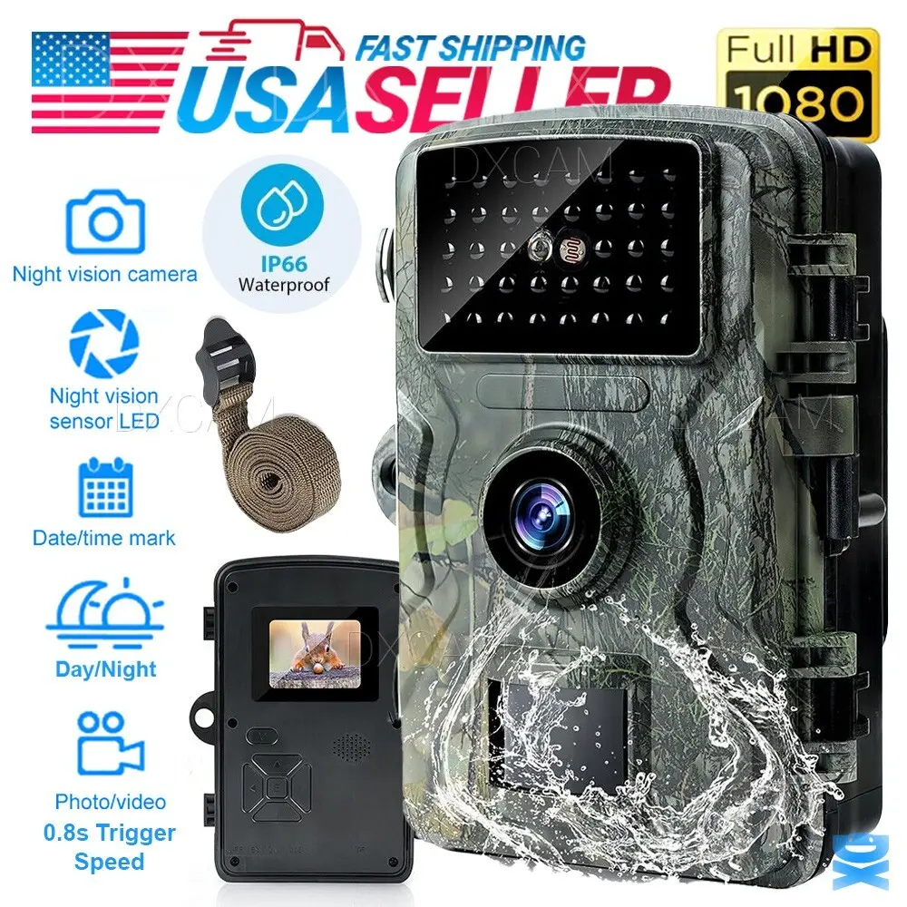 Non-Cellular Non-WiFi Trail Camera - High Resolution Full HD 1080P Video, 0.1s Trigger Speed, 33ft No-Glow Night Vision, Motion Detection, Enhanced Audio, Long Battery Life Wildlife Camera for Home Improvement Lighting Accessories