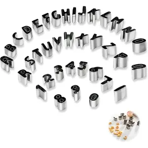 36pcs, Alphanumeric Cookie Cutters, Stainless Steel Pastry Cutter Set, 26pcs Letters And 10pcs Numbers Biscuit Molds, Baking Tools, Pastry Decorating Tools, Kitchen Accessories