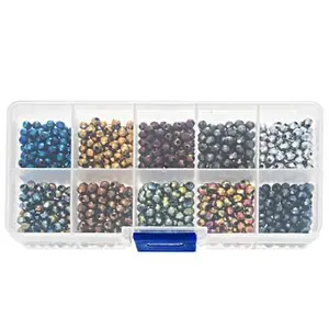JTV Metallic Jewel Tone Glass 4mm Faceted Round Bead Set of 1000
