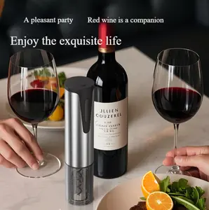 Rechargeable Electric Wine Opener Set with Foil Cutter, Vacuum Cap, Pourer and Stand, Perfect for Parties, Weddings, Christmas Gifts