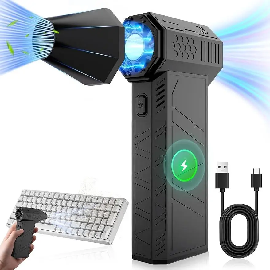 Portable Mini Jet Blower, Cordless Hair Dryer, Car Dryer Type C Rechargeable, Suitable for Cars, Computers, Keyboards, Lenses, Jet Dry Blower