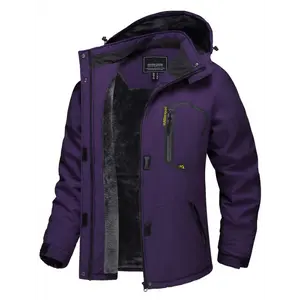 Women's Windproof Soft-Shell Hooded Jacket with Detachable Hood, Fleece-Lined Warmth & Multi-Pocket Design for Skiing, Snowboarding, Camping, Work - Black/White Color Block