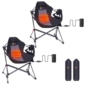 Heated Hammock Chair with Stand Swinging Camping Chair with Cup Holder & Side Bag Portable Electric Heating Feature