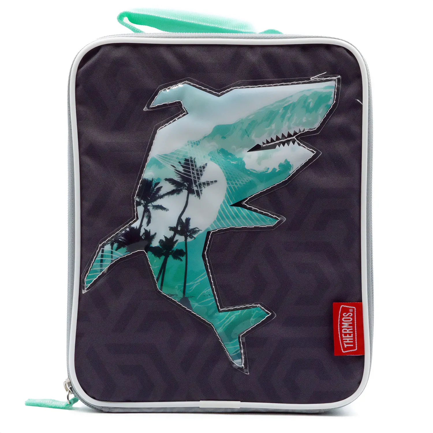 Thermos Kid's Soft Polyester Insulated Lunch Box - Gray/Aqua, Back to School School Supplies with Zipper
