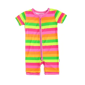 Stephanie Stripe Shorty Zip Bamboo Baby Outfit Shorts Two Way Zip