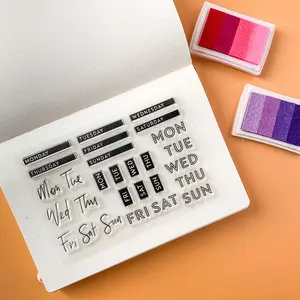 Cursive Script and Serif Font Days of the week Stamps