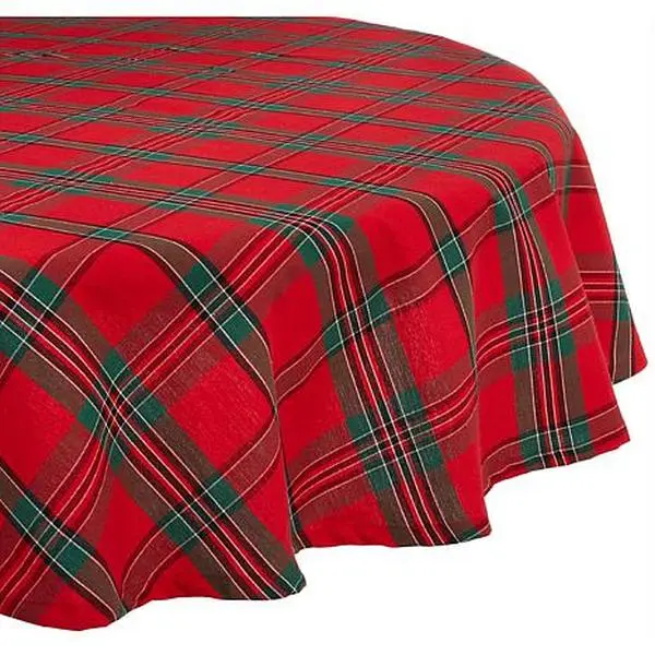 Design Imports Holiday Plaid Tablecloth 70-inch Round