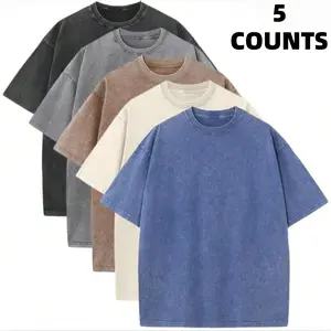 Vintage Washed T Shirts 5 Pack Mineral Wash Oversized Cotton Tees Retro Style Crewneck Shirts for Men and Women Trendy Streetwear Fashion Soft and Durable Fabric Available in Sizes S to 3XL Perfect for Casual Urban Looks and Everyday Wear