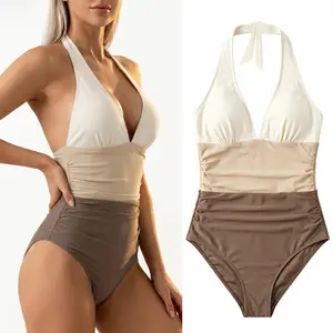 Women's One Piece Swimsuits Tummy Control - Slimming Halter V Neck Bathing Suits with Adjustable Neck Tie Back swimwear outdoorfun