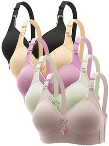 women's solid color contrast lace wireless push up bra, cute adjustable strap lingerie top, lady soft elegant comfortable breathable fit lingerie for all seasons, womenswear