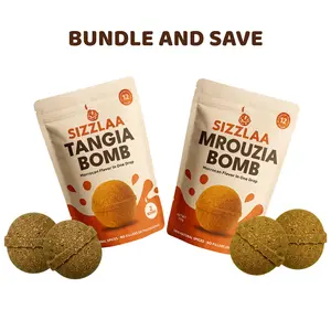 SIZZLAA Tangia Bomb & Mrouzia Bomb Bundle – Authentic Moroccan Spice Bomb Seasoning for Traditional Beef & Lamb Dishes – 4 Bombs Total