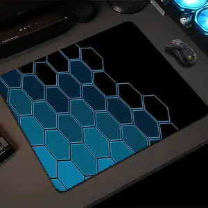 Hexagonal Geometry Design Mouse Pad Square Mousepads 45x40 Large 22x18 Small non-slip rubber gaming mouse pad, smooth sliding surface, stylish aesthetic desk accessory for office, laptop and desktop