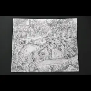 cursed homestead, pencil drawing 14 x 17