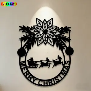 1pc Santa Sleigh Reindeer Metal Wall Art, Festive Santa Sleigh Reindeer Statue Mural, Ideal Gift for Christmas, New Year, Holiday Decor Enthusiasts,  Metal Wall Decor Wall Sculptures, Perfect for Indoor Wall & Outdoor Fence, Christmas Decor Enthusiasts
