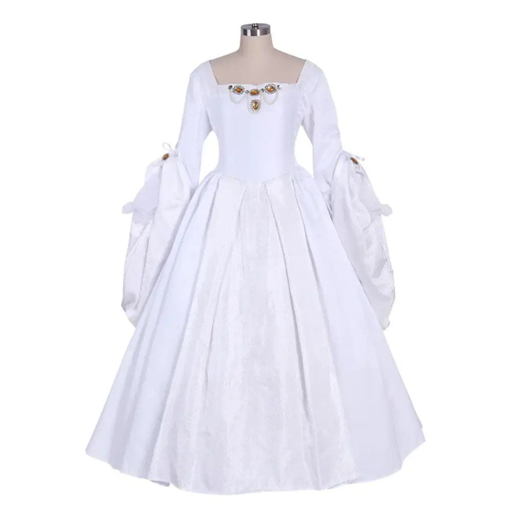 Women's Plus Size Tudor-Style Gothic Bridal Gown - Queen Elizabeth Versailles/Anne Boleyn Inspired, Full-Length, Dramatic Silhouette, Flat, Elegance, Polyester, for Balls/Drama Productions, 2XL/3XL, All Items Shown