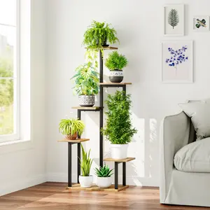 Plant Stand Indoor with Grow Lights - 6 Tiered Tall Metal Shelf for Indoor Plants Multiple, Lighted Corner Rack Flower Display Holder storage  with  style Garden Planter Stackable Ceramic Pots floating shelves shelves bedroom