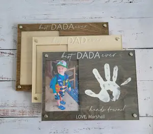 Personalized Gift For DAD, Grandpa, Uncle, For Dad Picture Frame DIY Hand Print Sign, Gift for dad, Gift from Son, Gift from daughter Photo Paint