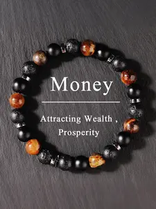 Natural Volcanic Stone Tiger Eye Crystal Bracelets, Attracts Wealth & Prosperity, Spiritual Jewelry Gift for Men, Universal Chakra Balance