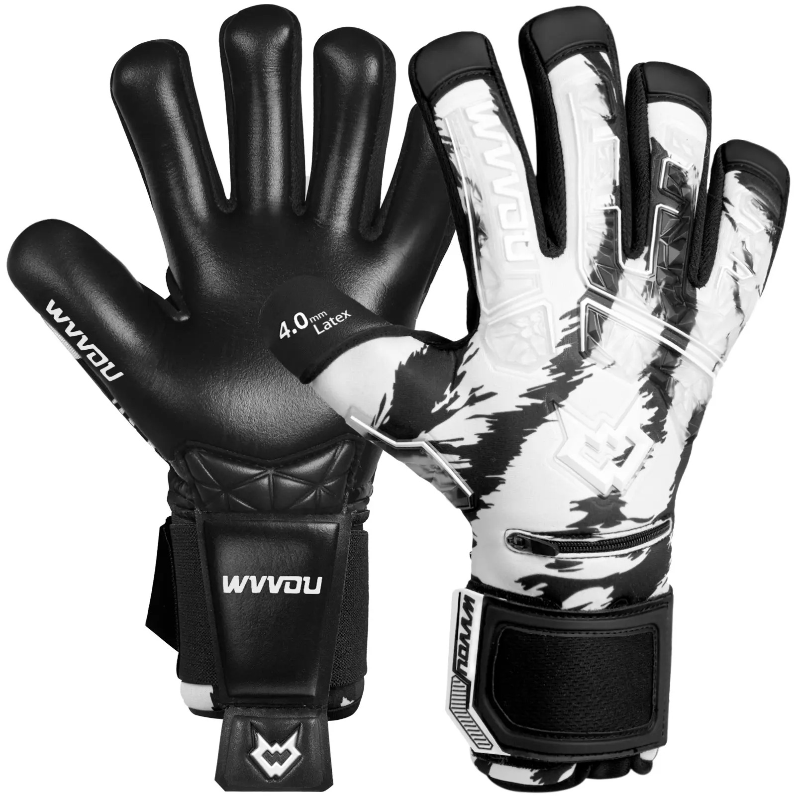 WVVOU Guardian 2.0 Adult Goalkeeper Gloves, 3D Tailor Fit, 4+3mm Sticky Latex Palm, 5 Detachable Finger Saves, Drop Molded Backhand, Football, Detachable Saves