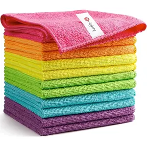 12 Pack Microfiber Cleaning Cloths Highly Absorbent Supplies (12x12 inch)